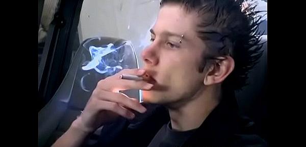  Freaky cutie Ian Madrox enjoys a cigar and a nice wank
